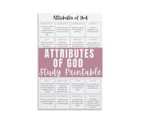 QMIQXIWS Educational Set - Attributes of God & Bible Knowledge Charts, Bundle of 2 Canvas Wall-Art Prints for Home and Classroom(Framed,08x12inch(20x30cm))