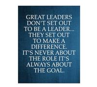 QMIQXIWS Great Leaders Set Out to Make a Difference Inspirational, Motivational Wall-Art Print for Classroom, Office, and Living Room Decor, Uplifting Quote(Framed,16x24inch(40x60cm))