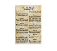 QMIQXIWS The Bill of Rights - Constitution First 10 Amendments Chart, Historical Document Educational Wall-Art for Classroom, School Social Studies Decor (Unframed,12x18inch(30x45cm))
