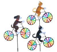 QmjdDymx 3 Pezzi Spinner Wind 24x20Cat Dog 3D Metal Outdoor Decor per Garden Yard Park Lawn Lawn Cute Animal Sculpture, Yard Art