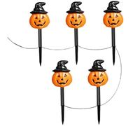 QmjdDymx Luci del Percorso di Halloween, luci del Percorso di Halloween 5pcs 11, palo Impermeabile della Zucca, Arredamento da Giardino da Esterno a Batteria