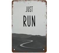QMKADFQXF Vintage Just Run Poster Retro Metal Sign Running Motivation Gift for Marathon Runner Inspiring Wall Decor Man Cave Gym 8 X 12 Inch