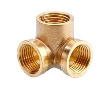 QMKADFQXF Wall Corner 3 Ways Brass Pipe Fitting Connector 1/2" BSP Equal Female Thread for Water Pipe