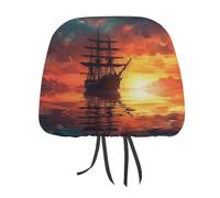 QMKFWT A Sailing Boat on the Water Car Seat Poggiatesta Copertura regolabile e riutilizzabile Anti-Sporco Flessibile Ascolta Poggiatesta Copertura Morbido Antipolvere Sedile Auto Protezione per la