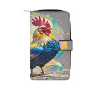 QMKFWT Art Colorful Chicken Leather Wallet Long Checkbook Portafogli Classico Bifold Ladies Clutch con ID Window