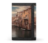QMKFWT Bella Venezia Canal View Casual Portafoglio Porta Carte di Credito Premium Documenti Organizer Caso per Uomini e Donne