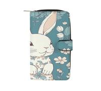QMKFWT Bellissimo portafoglio in pelle Little Bunny lungo libretto degli assegni portafogli classico bifold da donna pochette con finestra ID