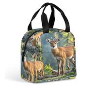 QMKFWT Borsa per il pranzo a forma di animali e boschi, resistente, isolata, grande, per palestra, portatile, a tenuta stagna, riutilizzabile, per lavoro, viaggi, picnic
