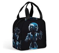 QMKFWT Borsa per il pranzo a forma di robot blu resistente isolata grande palestra Lunch Tote Box portatile a tenuta stagna contenitori per alimenti riutilizzabili per il pranzo per lavoro, viaggi
