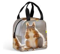 QMKFWT Borsa per il pranzo a forma di scoiattolo divertente con animali, resistente, isolata, grande, per palestra, portatile, a tenuta stagna, riutilizzabile, per lavoro, viaggi, picnic