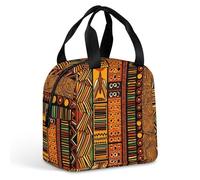 QMKFWT Borsa per il pranzo a righe africane resistente isolata grande palestra Lunch Tote Box portatile a prova di perdite contenitori per alimenti riutilizzabili per il pranzo per lavoro, viaggi