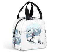 QMKFWT Borsa per il pranzo a tema sci, resistente, isolata, grande, per palestra, portatile, a tenuta stagna, riutilizzabile, per lavoro, viaggi, picnic