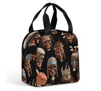 QMKFWT Borsa per il pranzo africana etnica tribale resistente isolata grande palestra pranzo tote box portatile a prova di perdite contenitori per alimenti riutilizzabili per il pranzo per lavoro