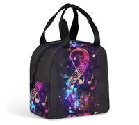QMKFWT Borsa per il pranzo colorata con note musicali galassia durevole isolata grande palestra Lunch Tote Box portatile a tenuta stagna contenitori per alimenti riutilizzabili per il pranzo per