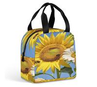 QMKFWT Borsa per il pranzo con api, girasoli, margherita, rosa, resistente, isolata, grande, per palestra, portatile, a tenuta stagna, riutilizzabile, per lavoro, viaggi, picnic