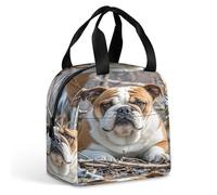 QMKFWT Borsa per il pranzo con bulldogs inglese resistente isolata grande palestra Lunch Tote box portatile a prova di perdite contenitori per alimenti riutilizzabili per il pranzo per lavoro, viaggi