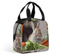 QMKFWT Borsa per il pranzo con coniglio che mangia verdure, resistente, isolata, grande, per palestra, portatile, a tenuta stagna, riutilizzabile, per lavoro, viaggi, picnic