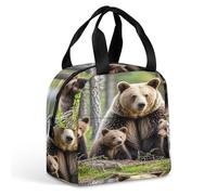 QMKFWT Borsa per il pranzo con cuccioli di mamma orso durevole isolata grande palestra Lunch Tote box portatile a prova di perdite contenitori per alimenti riutilizzabili per il pranzo per lavoro