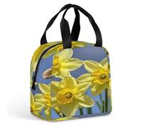 QMKFWT Borsa per il pranzo con fiori di narcisi gialli, resistente, isolata, grande, per palestra, portatile, a tenuta stagna, riutilizzabile, per lavoro, viaggi, picnic