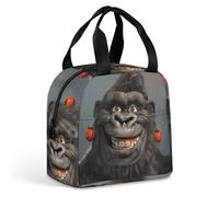 QMKFWT Borsa per il pranzo con gorilla sorridente, resistente, isolata, grande, per palestra, portatile, a tenuta stagna, riutilizzabile, per lavoro, viaggi, picnic