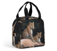 QMKFWT Borsa per il pranzo con leopardo africano su roccia, resistente, isolata, grande, per palestra, portatile, a tenuta stagna, riutilizzabile, per lavoro, viaggi, picnic