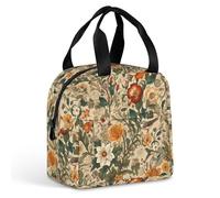 QMKFWT Borsa per il pranzo con motivo retrò, resistente, isolata, grande, per palestra, portatile, a tenuta stagna, riutilizzabile, per lavoro, viaggi, picnic