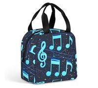 QMKFWT Borsa per il pranzo con note musicali blu, resistente, isolata, grande, per palestra, portatile, a tenuta stagna, riutilizzabile, per lavoro, viaggi, picnic