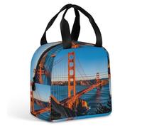 QMKFWT Borsa per il pranzo con ponte della baia di San Francisco, resistente, isolata, grande, per palestra, portatile, a tenuta stagna, riutilizzabile, per lavoro, viaggi, picnic