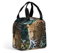 QMKFWT Borsa per il pranzo con stampa leopardata animali della giungla africana resistente isolata grande palestra Lunch Tote box portatile a prova di perdite contenitori per alimenti riutilizzabili