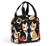 QMKFWT Borsa per il pranzo per coppia di gatti, resistente, isolata, grande, per palestra, portatile, a tenuta stagna, riutilizzabile, per lavoro, viaggi, picnic