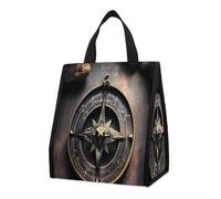 QMKFWT Borsa termica per il pranzo con bussola, design magico, pieghevole e riutilizzabile, per uomini e donne