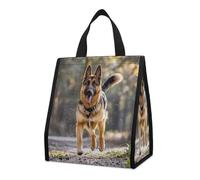 QMKFWT Borsa termica per il pranzo con cane pastore tedesco, pieghevole e riutilizzabile, per uomini e donne