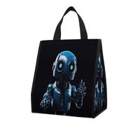 QMKFWT Borsa termica per il pranzo, con robot, blu, pieghevole, riutilizzabile, per uomo e donna