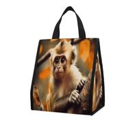 QMKFWT Borsa termica per il pranzo, con scimmia sull'albero, pieghevole e riutilizzabile, per uomini e donne
