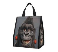 QMKFWT Borsa termica termica con gorilla sorridente, pieghevole e riutilizzabile, per uomini e donne