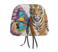 QMKFWT Butterfly and Tiger, copri poggiatesta per auto, regolabile e riutilizzabile, anti-sporco, flessibile, antipolvere, per la maggior parte dei veicoli