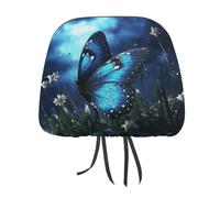 QMKFWT Butterfly Night, copri poggiatesta per auto, regolabile e riutilizzabile, anti-sporco, flessibile, antipolvere, per la maggior parte dei veicoli