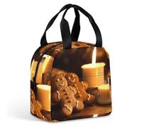 QMKFWT Candele e omini di pan di zenzero borsa per il pranzo resistente isolata grande palestra Lunch Tote Box portatile a prova di perdite contenitori per alimenti riutilizzabili per il pranzo per