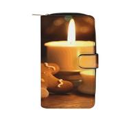 QMKFWT Candele e omini di pan di zenzero portafoglio in pelle da uomo lungo portafoglio degli assegni portafogli classico bifold da donna pochette con finestra ID