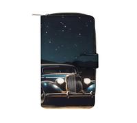 QMKFWT Car Under Night Portafoglio lungo in pelle portafoglio degli assegni portafogli classico bifold da donna pochette con finestra ID