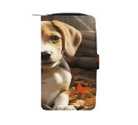 QMKFWT Carino Beagle Portafoglio lungo in pelle portafoglio degli assegni portafogli classico bifold da donna pochette con finestra ID