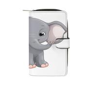QMKFWT Carino Cartoon Elephant Portafoglio in Pelle Lungo Checkbook Portafogli Classico Bifold Ladies Clutch con ID Finestra
