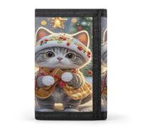 QMKFWT Carino gatto canta canti natalizi casual portafoglio porta carte di credito custodia organizer per documenti per uomini e donne