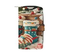 QMKFWT Carino Natale Calze Portafoglio in Pelle Lungo Checkbook Portafogli Classico Bifold Ladies Clutch con ID Finestra
