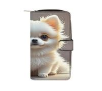 QMKFWT Carino portafoglio in pelle Pomerania lungo libretto degli assegni portafogli classico bifold da donna frizione con finestra ID