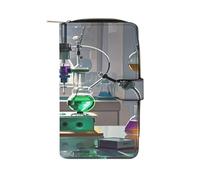 QMKFWT Chemistry Lab - Portafoglio lungo in pelle con libretto degli assegni, classico, bifold da donna, con finestra per documento d'identità