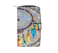 QMKFWT Cherry Dream Catcher Portafoglio lungo in pelle portafoglio degli assegni portafogli classico bifold da donna pochette con finestra ID