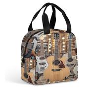 QMKFWT Chitarra Basso Strumenti Musicali Borsa per il pranzo Durevole Isolato Grande Palestra Lunch Tote Box Portatile A Prova di Perdite Cooler Contenitori per alimenti Riutilizzabili Lunchbox per