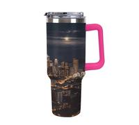 QMKFWT City Seattle - Tazza da caffè da viaggio riutilizzabile, durevole, in acciaio inox, con manico e cannuccia, resistente alle perdite, tazza termica portatile, regalo per uomini e donne, 1,18 ml