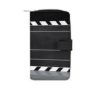 QMKFWT Classic Movie Clapboard Portafoglio in pelle nera Portafoglio lungo libretto degli assegni Portafogli Classico Bifold Ladies Clutch con finestra ID